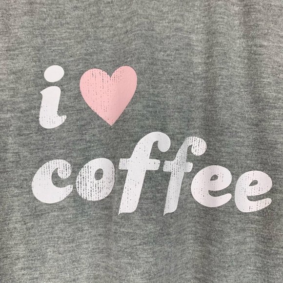 GRAYSON THREADS Gray Pink 'I Love Coffee' Pullover Sweatshirt Sz L - Picture 4 of 10